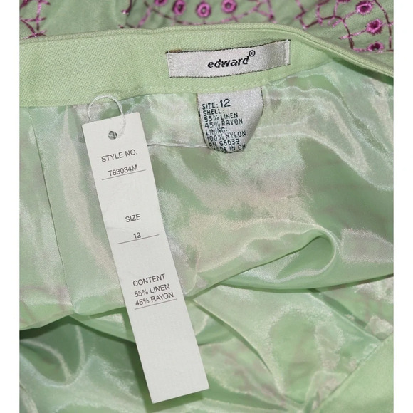 Edward Linen/Rayon A-Line Skirt Circles Size 12 - Picture 6 of 8
